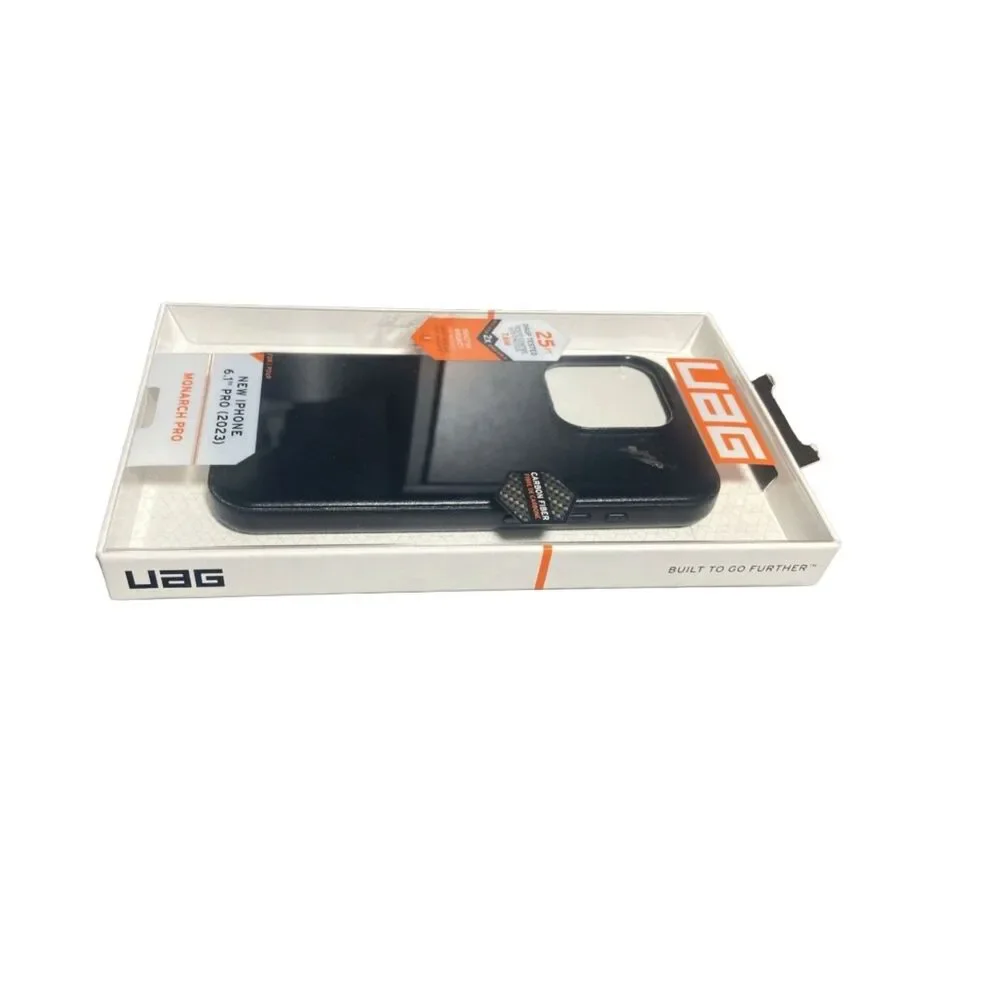 iPhone 15 Pro UAG Monarch Pro MagSafe Case Black Carbon Fiber Drop Protection